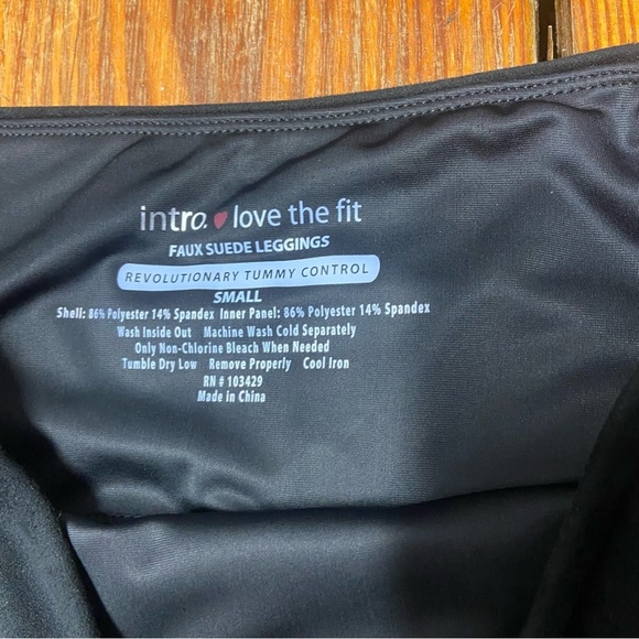 Intro Love the Fit Faux Suede Leggings Size S Black High Rise Tummy Control Fall - Picture 6 of 11